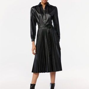 Scoop Women's Faux Leather Pleated Midi Dress